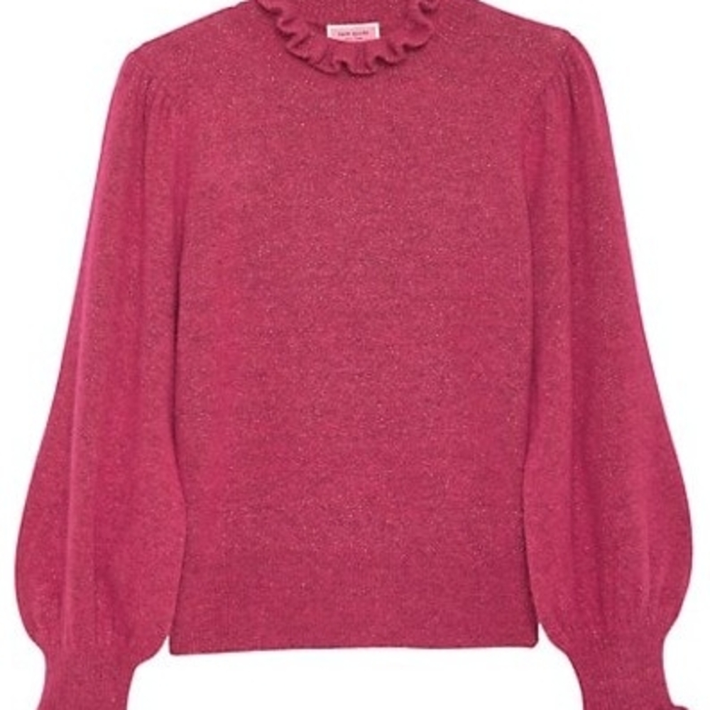 Kate Spade Pearl Button Cuff Ruffle Sweater - Picture 2 of 6
